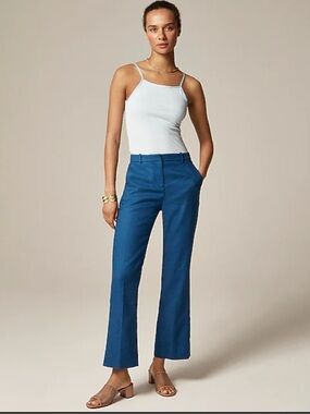 J. Crew Kaya Stretch Linen Cropped Flare PantsSize 16